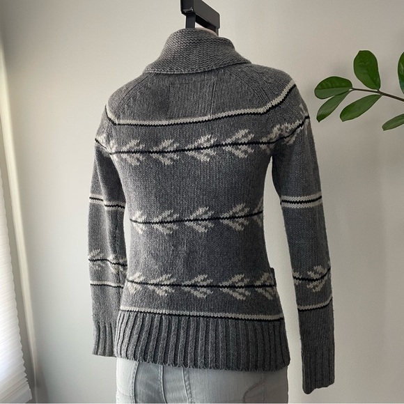 Triple Five Soul Wool Blend Cowichan Knit Aztec Cardigan Grey Black Size Small - Picture 11 of 11